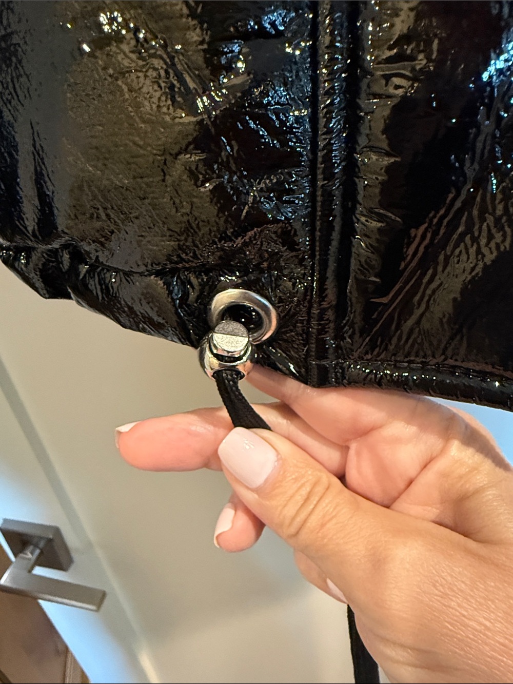 Zara patent black puffer worn once - Picture 3 of 5